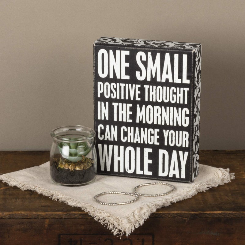 Primitives by Kathy 22675 Floral Trimmed Box Sign  6"" x 8""  Positive Thought - Image 4